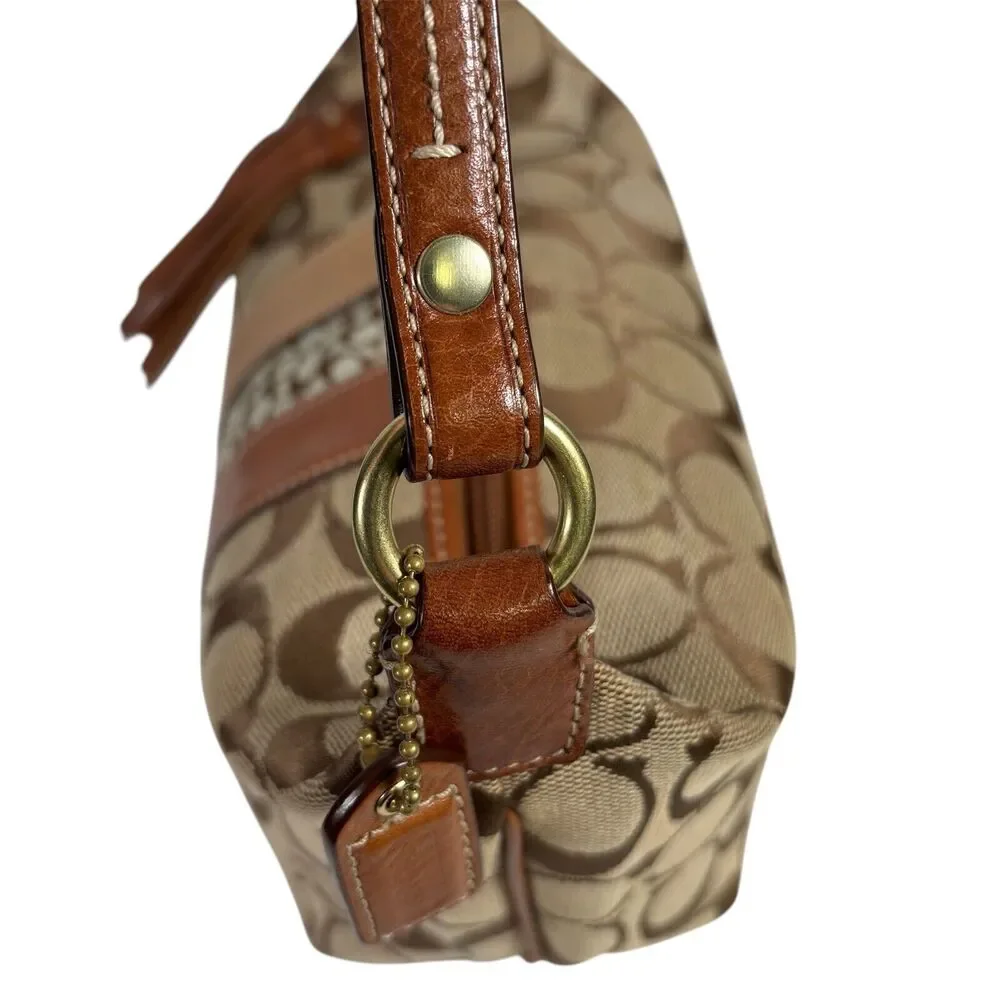 Vintage COACH Authentic Signature C Mini Brown Hobo Bag w/Tassel & Zip Closure